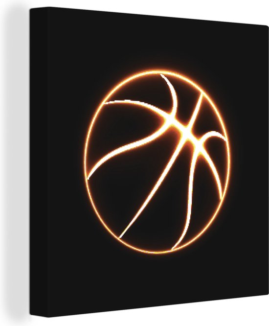 Canvas Schilderij Een illustratie van een lichtgevende basketbal - 20x20 cm - Wanddecoratie