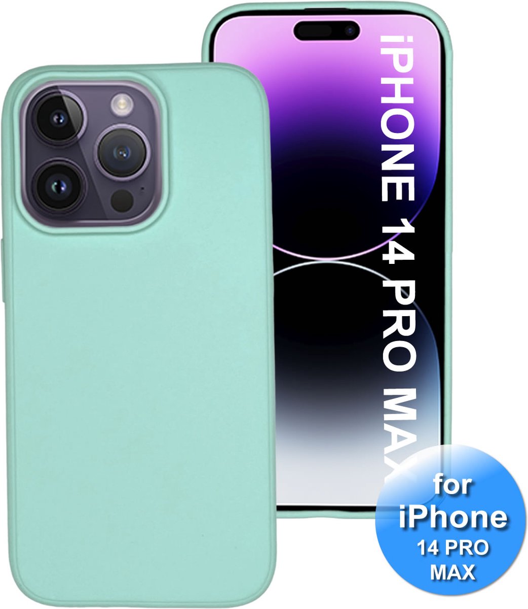 Hoesje geschikt voor de iPhone 14 Pro Max - telefoonhoesje - Back Cover - Siliconen - Mint Groen