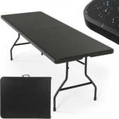 Jago - draagbare en inklapbare tuintafel - camping tafel - vouwtafel - 183 x 76 x 74 cm - Zwart