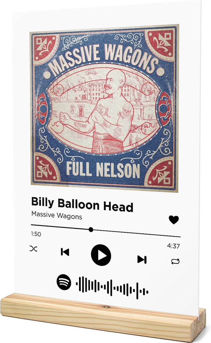 geduldig kamp vogel Songr Spotify Muziek Bordje - Billy Balloon Head - Massive Wagons - 20x30 -  Wit -... | bol.com
