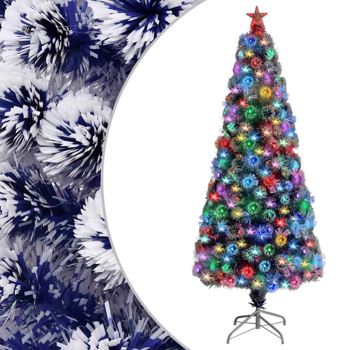 Prolenta Premium - Kunstkerstboom met LED 180 cm glasvezel wit en blauw