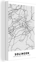 Canvas Schilderij Plattegrond - Duitsland - Solingen- Kaart - Stadskaart - 60x90 cm - Wanddecoratie