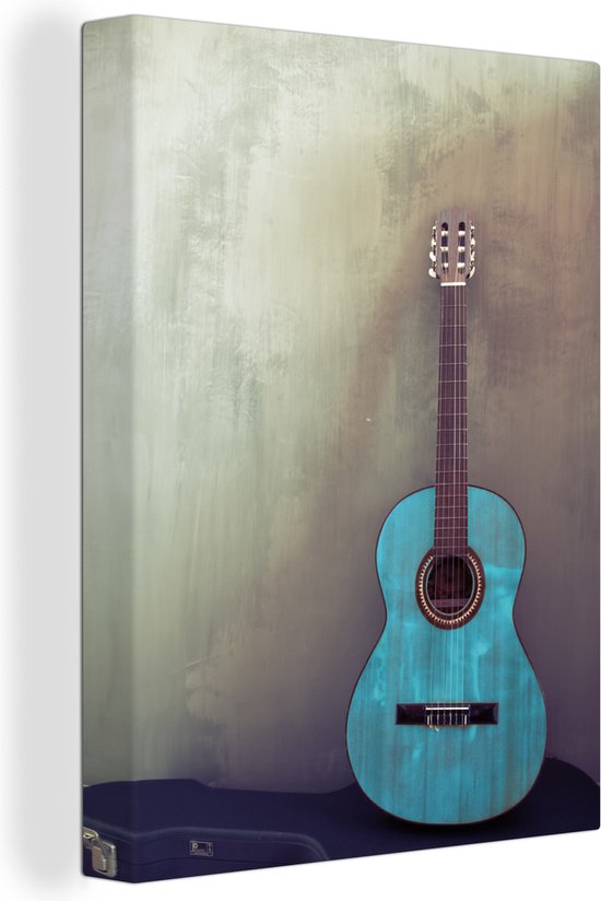 Guitare acoustique colorée dans une pièce avec un mur en béton Toile 30x40  cm - petite... | bol