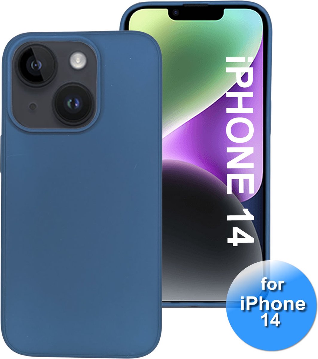 Telefoonhoesje geschikt voor iPhone 14 - telefoonhoesje - Siliconen Back Cover - Donker Blauw