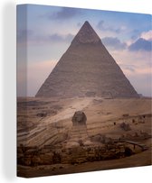Canvas Schilderij Vooraanzicht piramide van Caïro - Egypte - 50x50 cm - Wanddecoratie