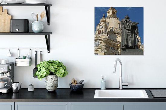 Monument de Luther devant la Frauenkirche de Dresde 50x50 cm - Tirage photo sur toile (Décoration murale salon / chambre)