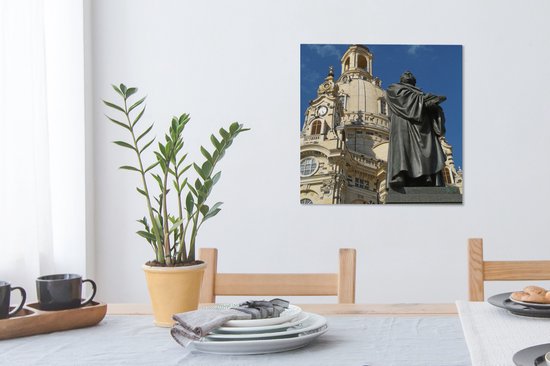 Monument de Luther devant la Frauenkirche de Dresde 50x50 cm - Tirage photo sur toile (Décoration murale salon / chambre)