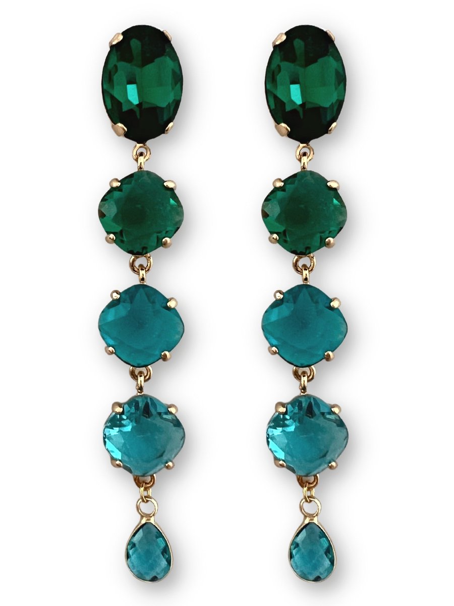 Zatthu Jewelry - N22FW553 - Joli oorbellen groen kristal