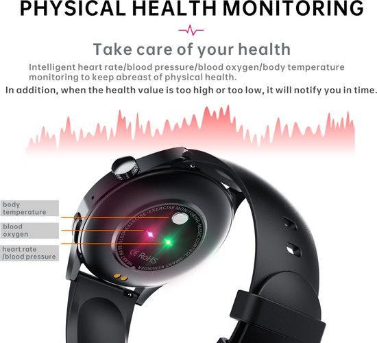 SAMTECH Smartwatch - Homme & Femme - montre - avec écran tactile HD -  Podomètre,... | bol
