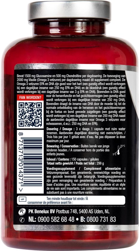 Lucovitaal Glucosamine ChondroÃ¯tine Visolie Voedingssupplement - 150 Capsules