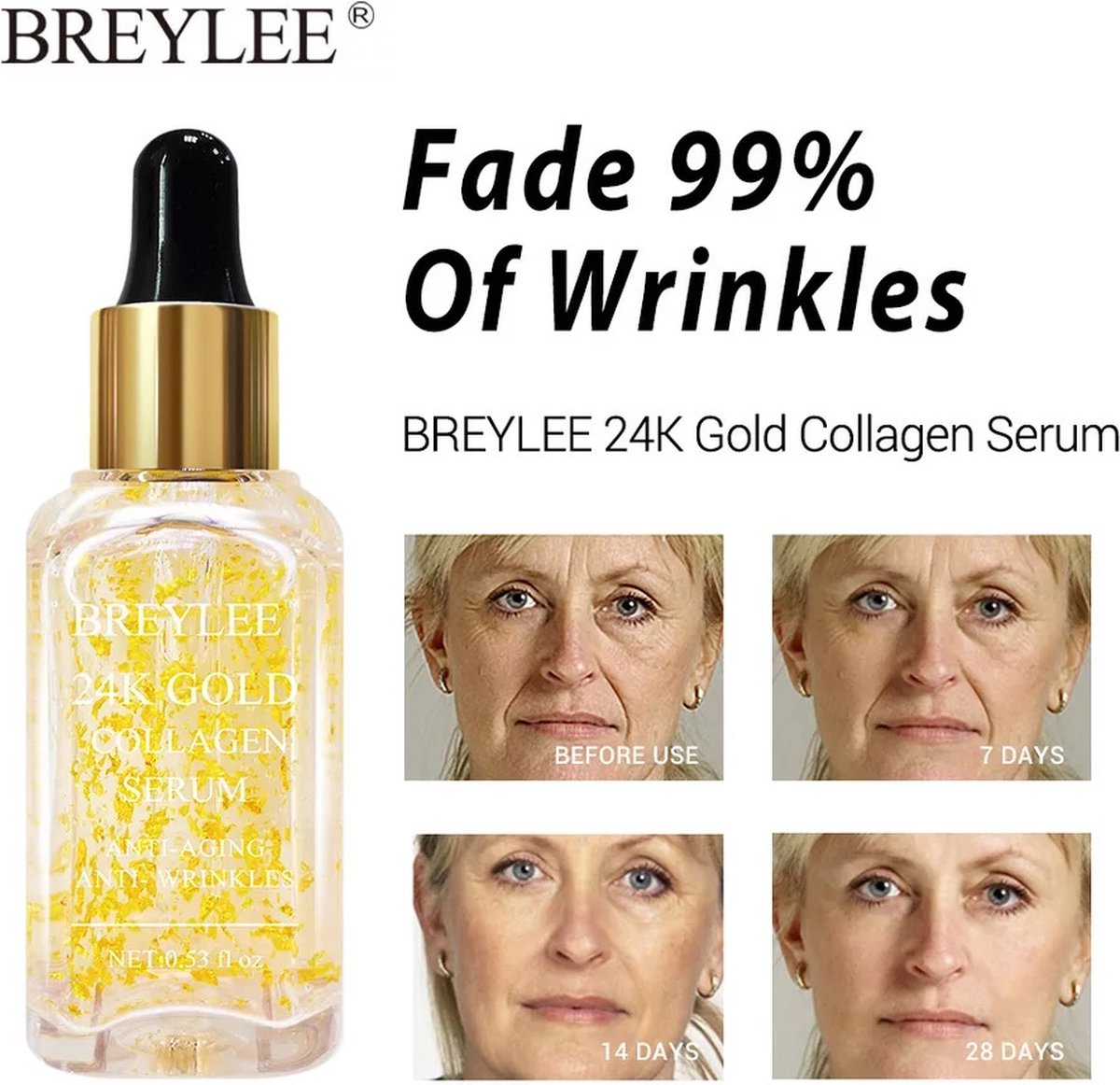 24k Gold Collagen Booster Serum - Braylee 24k Gold Face Serum - Midori Bear Wrinkle Serum - Tegen rimpels