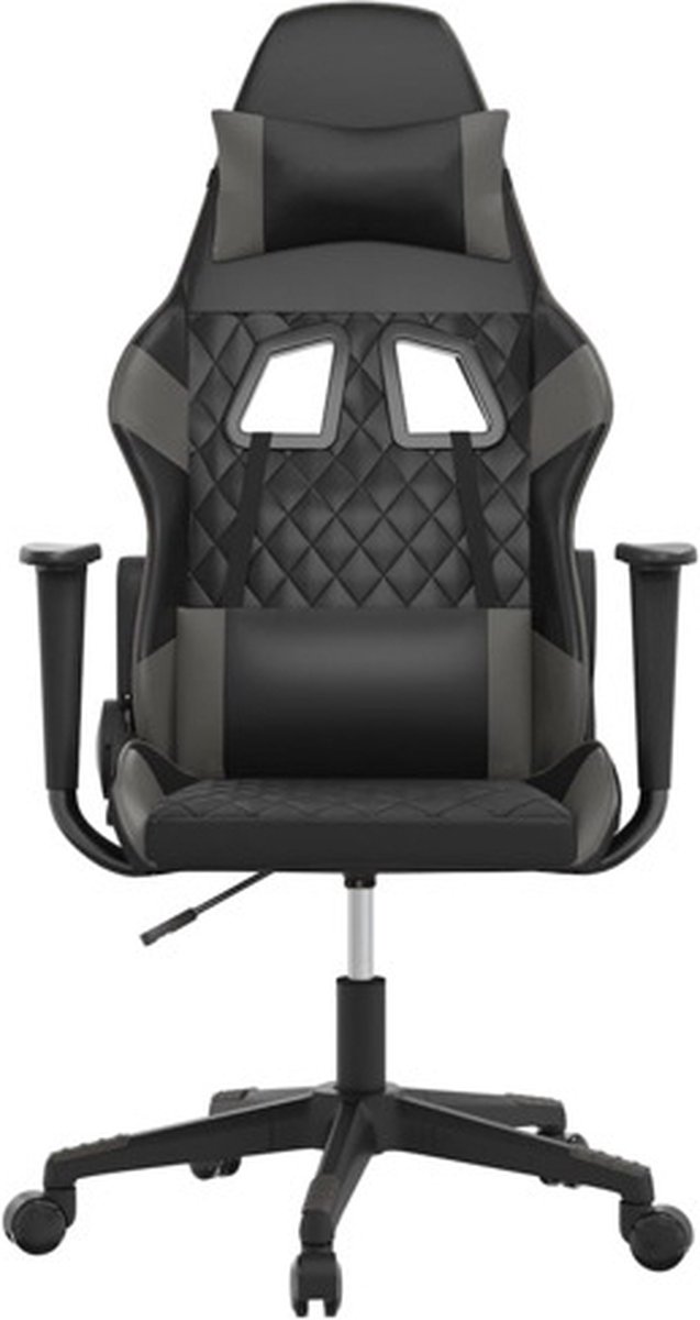 vidaXL Massage - gamestoel - kunstleer - zwart - en - grijs zwart en grijs