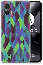 TPU Silicone Hoesje Motorola Edge 30 Neo Smartphonehoesje met naam Abstract Groen Blauw