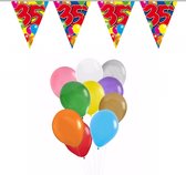 Folat - Verjaardag 35 jaar feest thema set 50x ballonnen en 2x leeftijd print vlaggenlijnen