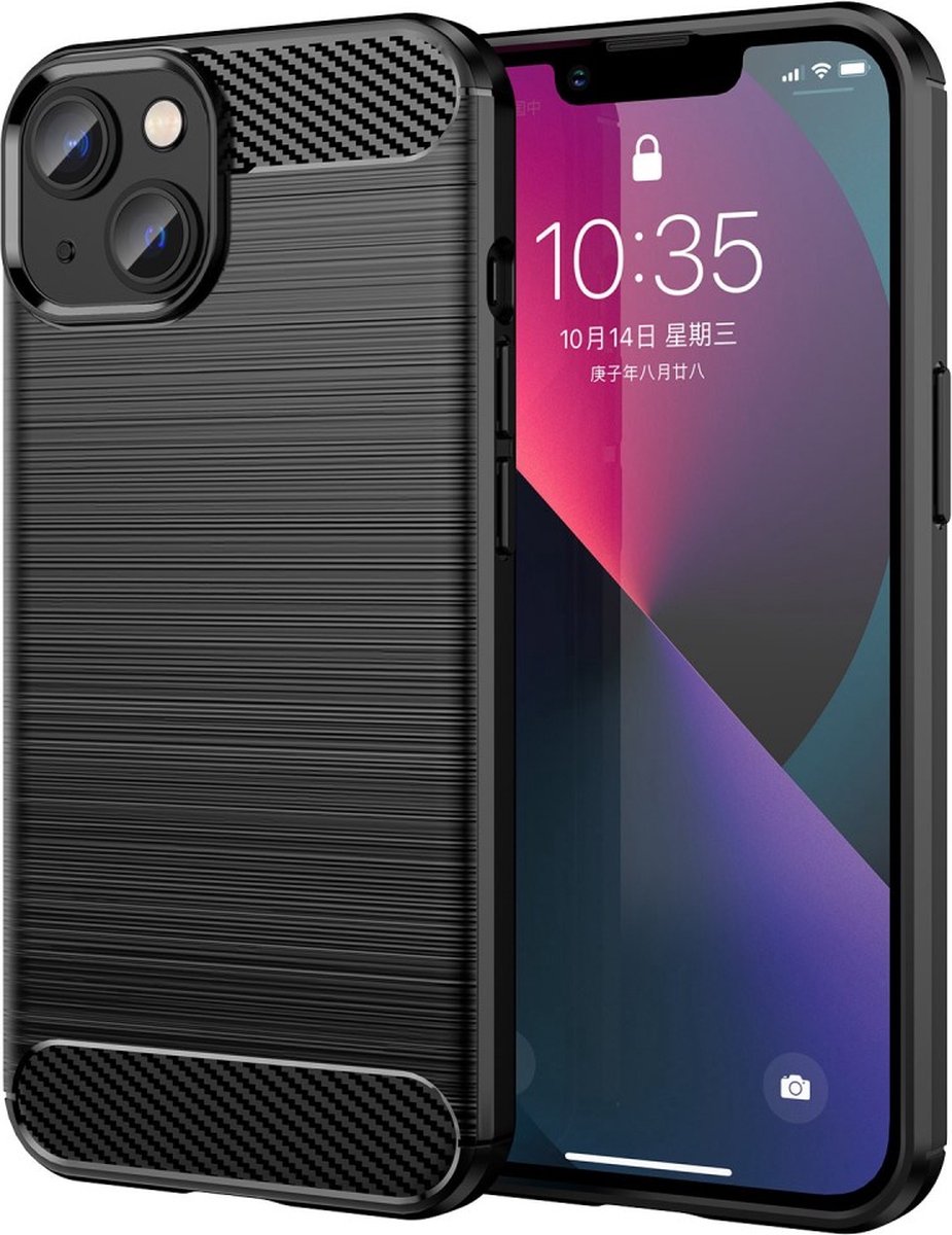 Peachy Carbon Armor TPU hoesje geschikt voor iPhone 14 Plus - zwart