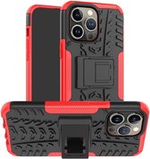 Peachy Shockproof Kickstand anti-slip kunststof en TPU hoesje voor iPhone 14 Pro - rood