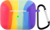 Étui en siliconen hoesje Peachy Rainbow avec crochet pour AirPods 3 - coloré