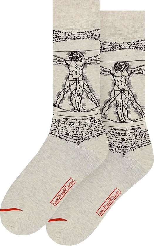 MuseARTa unisex sokken the vitruvian man beige