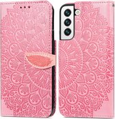 Luxe Telefoonhoesje voor Samsung Galaxy S22 Plus | Hoogwaardig Leren Bookcase | Lederen Wallet Case | Luxe Uitstraling | Pasjeshouder | Roze