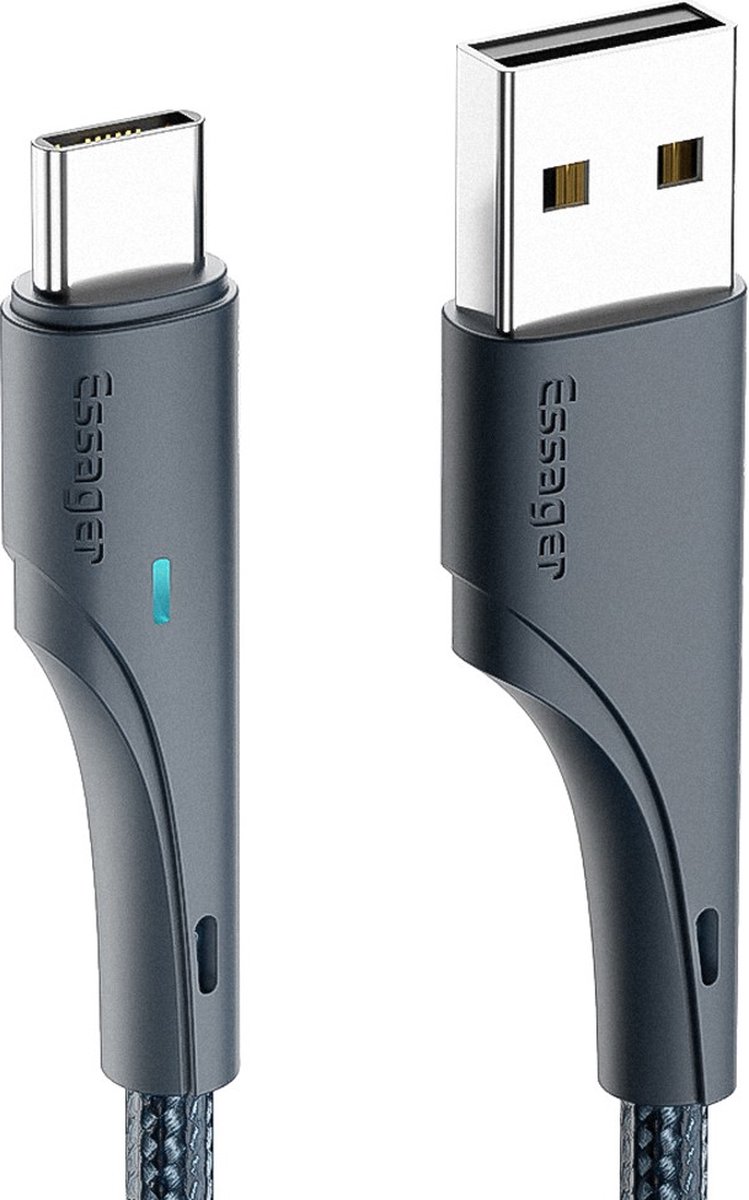 Korte USB-A naar USB-C Oplaadkabel - Zwart