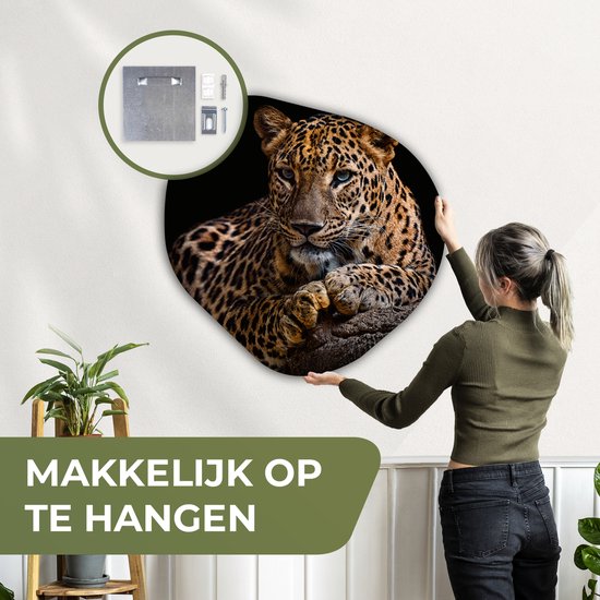 Décoration murale bio - Décoration murale en plastique - Tableau bio - Animaux sauvages - Panthère - Portrait - Zwart - Animaux- 90x90 cm - Forme miroir bio sur plastique