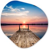 Décoration murale bio - Décoration murale plastique - Peinture bio - Echafaudage - Water - Coucher de soleil - Rose - Horizon- 60x60 cm - Forme miroir bio sur plastique