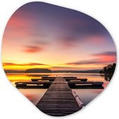 Décoration murale Organique - Décoration murale Plastique - Peinture Organique - Jetée - Coucher de Soleil - Water - Mer - Reflet - 60x60 cm - Forme Miroir Organique sur Plastique
