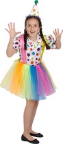 FUNIDELIA Clown Kostuum voor meisjes - Maat: 122 - 134 cm - Rood