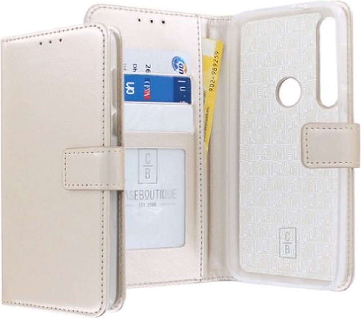 Motorola G8 Plus Hoesje Met Pasjeshouder Bookcase Goud
