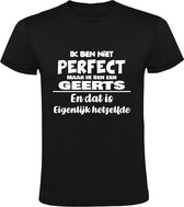 Ik ben niet perfect maar ik ben een Geerts en dat is eigenlijk hetzelfde Heren T-shirt | achternaam | jarig | verjaardag | naam | grappig  | Zwart