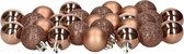 Decoris mini boules de Noël 28x pièces - brun noyer - 3 cm - synthétique