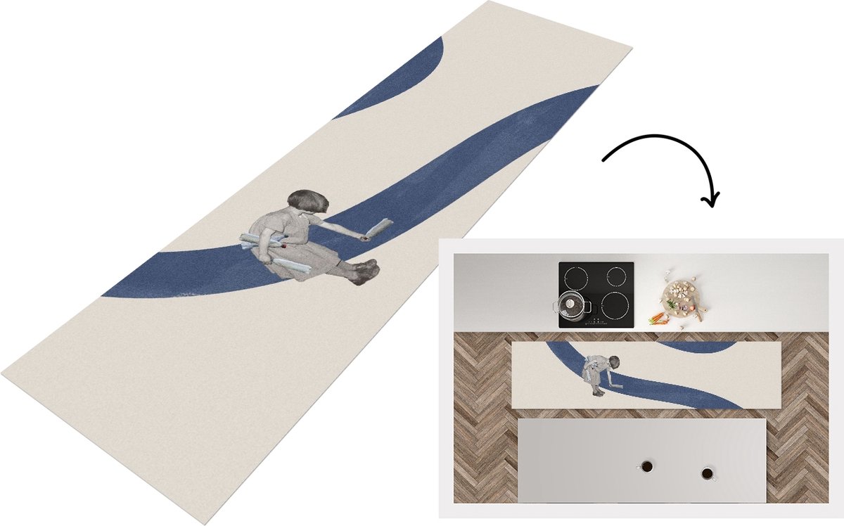 Keukenloper - Loper keuken - Meisje - Recycle - Vintage - 240x60 cm - Keukenloper vinyl