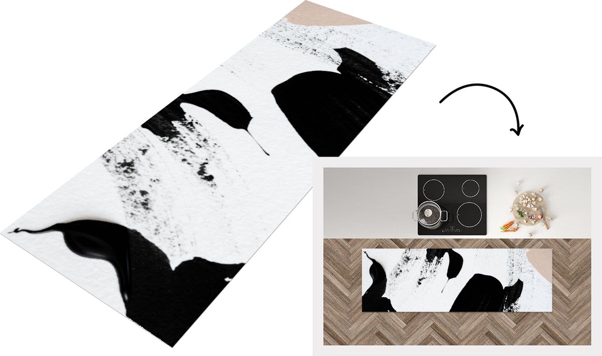 KitchenYeah Keukenloper - Loper keuken - Zwart - Abstract - Design - Keukenloper vinyl, foto 8