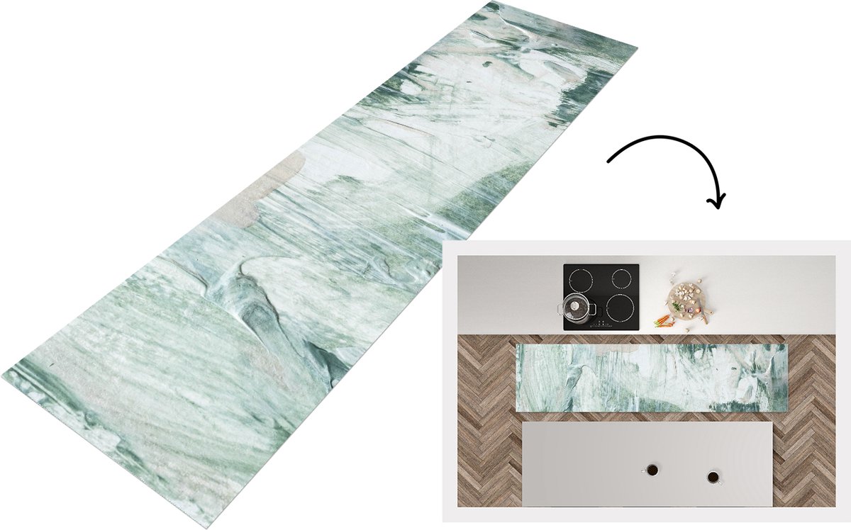 KitchenYeah Keukenloper - Loper keuken - Tuindecoratie - Verf - Abstract - 240x60 cm - Keukenloper vinyl Multicolor