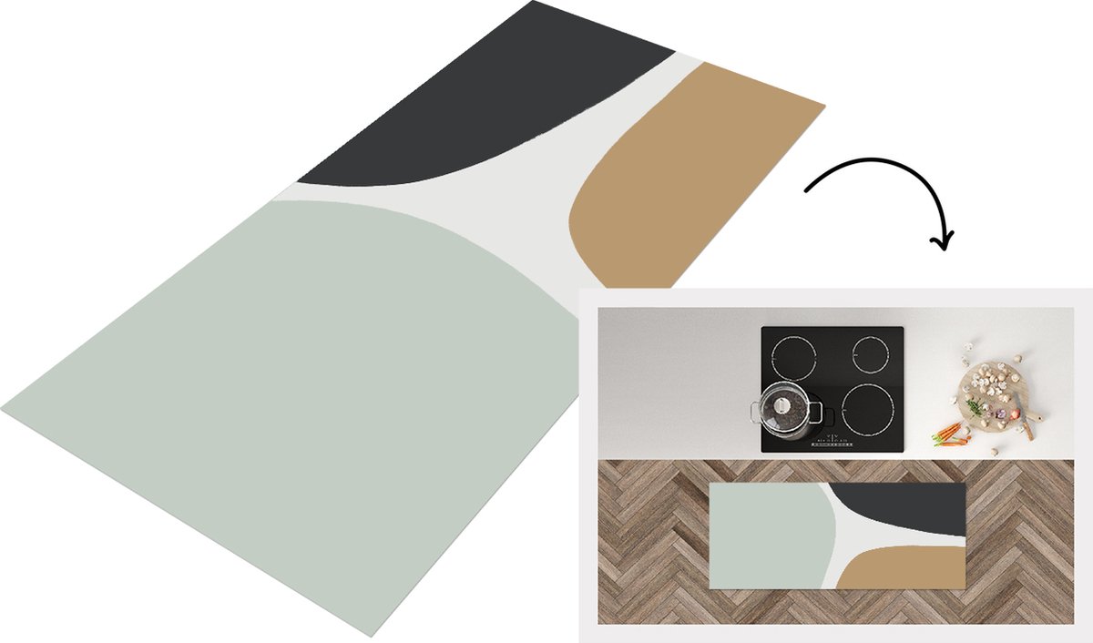 KitchenYeah Keukenloper - Loper keuken - Pastel - Minimalisme - Design - 120x50 cm - Keukenloper vinyl Multicolor