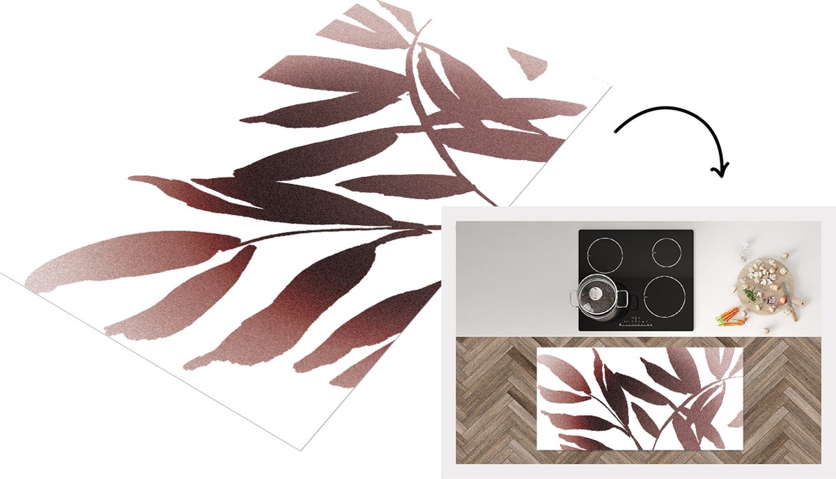 KitchenYeah Keukenloper - Loper keuken - Bladeren - Design - Abstract - 120x60 cm - Keukenloper vinyl Multicolor