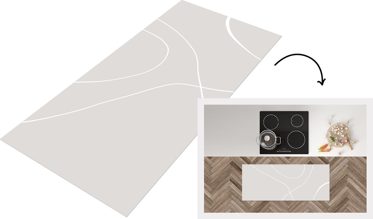 KitchenYeah Keukenloper - Loper keuken - Line art - Abstract - Pastel - Keukenloper vinyl Multicolor