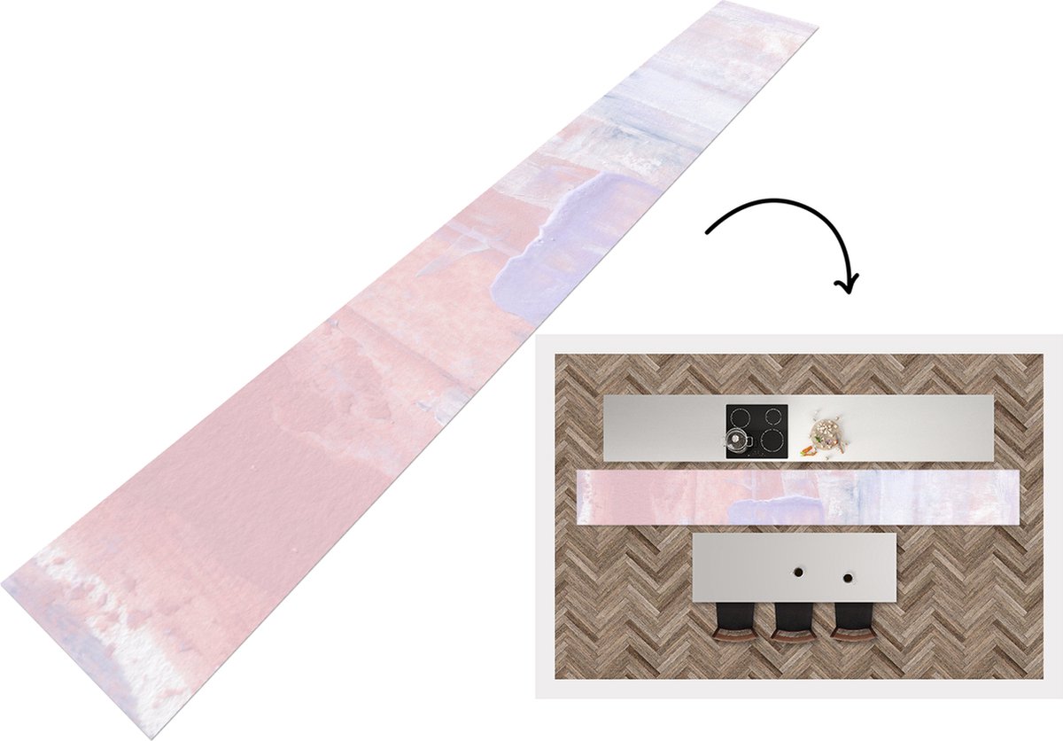 Keukenloper - Loper keuken - Verf - Pastel - Design - 400x50 cm - Keukenloper vinyl