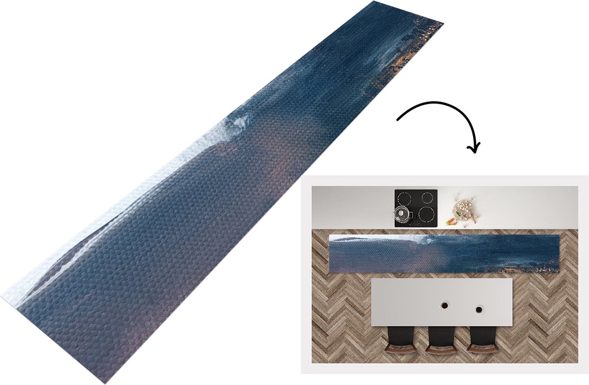 KitchenYeah Keukenloper - Loper keuken - Abstract - Verf - Design - 300x50 cm - Keukenloper vinyl Multicolor
