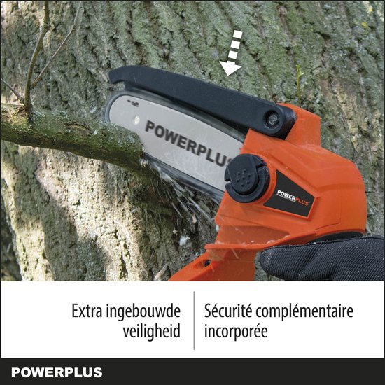 Dual Power Accu-kettingzaag POWDPG7572 - Snoeizaag op batterij van 20 V, zonder accu en lader, zaagblad van 10 cm met 14 tanden, tuingereedschap van Powerplus — afbeelding 4