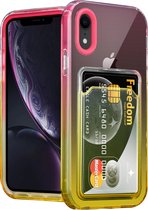 ShieldCase geschikt voor Apple iPhone Xr hoesje colorful pasjeshouder - roze/geel - Hoesje met pasjeshouder - Pasjes case - Backcover Beschermhoesje