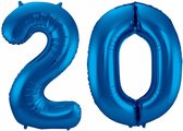 Cijfer ballonnen - Verjaardag versiering 20 jaar - 85 cm - blauw