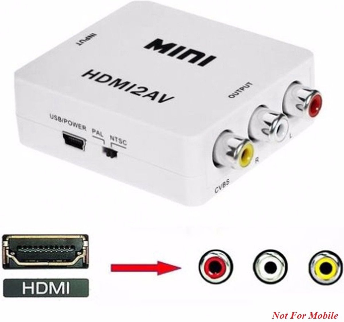 Igoods HDMI Naar AV - 1080P Mini RCA Composiet CVBS HDMI naar AV Video Audio Adapter