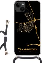 Cordon téléphonique - Chaîne téléphonique - Convient pour Apple iPhone 14 Plus - Étui bandoulière - Vlaardingen - Carte - Or - Siliconen - Bandoulière - Étui de téléphone avec cordon