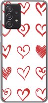 Geschikt voor Samsung Galaxy A53 5G hoesje - Een illustratie met hartjes in verschillende vormen - Siliconen Telefoonhoesje