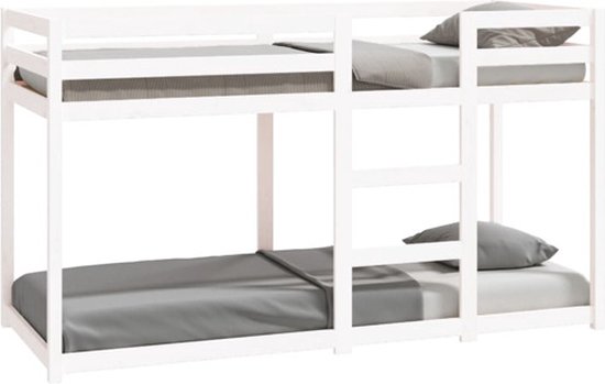 vidaXL Stapelbed 75x190 cm massief grenenhout wit, bed, stapelbedframe, bedden, bedframe, bed frame, bedframes, stapelbedframes, bed frames