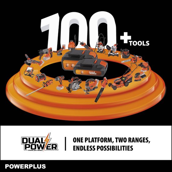 Tondeuse à gazon sans fil Dual Power {label} - {11139}, tondeuse à gazon {6628} Ø, sans batterie ni chargeur, avec bac de ramassage {12797} et éjection arrière