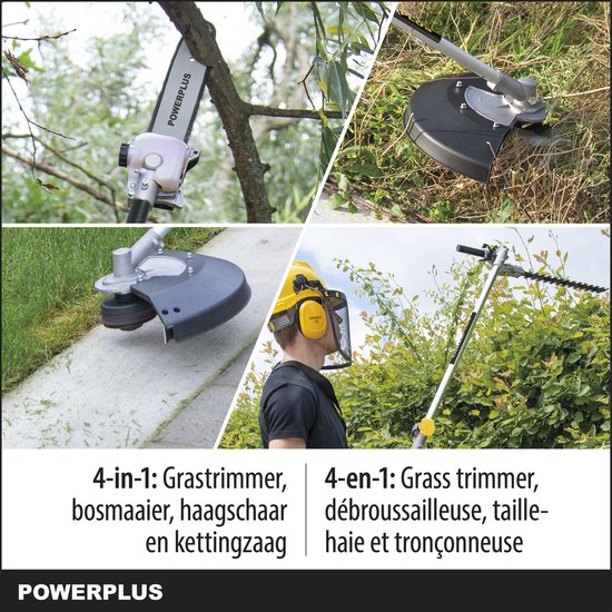 Powerplus POWXG3020 Tuin Multitool - 1000 W - Haagschaar, Kettingzaag, Bosmaaier & Grastrimmer - Powerplus