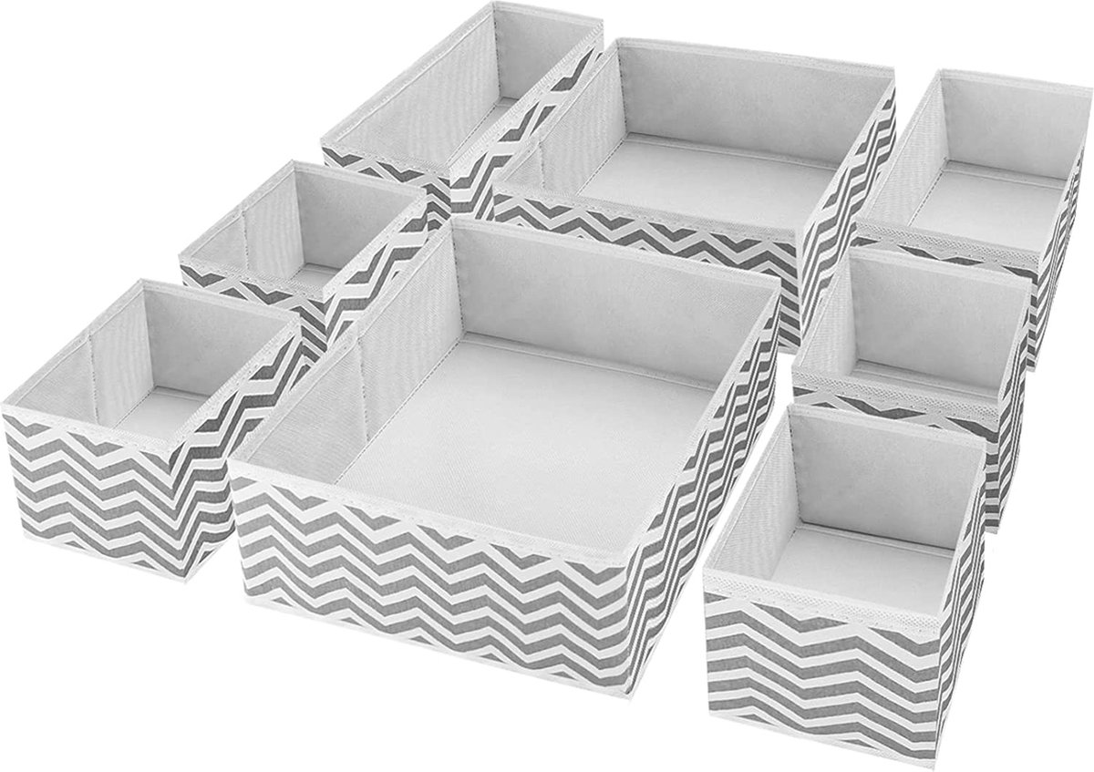 JAKAGO Opvouwbare kledingkast, opbergdozen, set van 4, superieure stoffen garderobe-opbergorganizer, 39 x 29 x 20 cm, kledingladenorganizer voor kleding, shirts, broeken, handdoeken, speelgoed (grijs