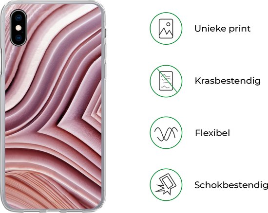 Coque iPhone Xs Max - Pierres Naturelles - Rose - Gros plan - Coque de téléphone en Siliconen